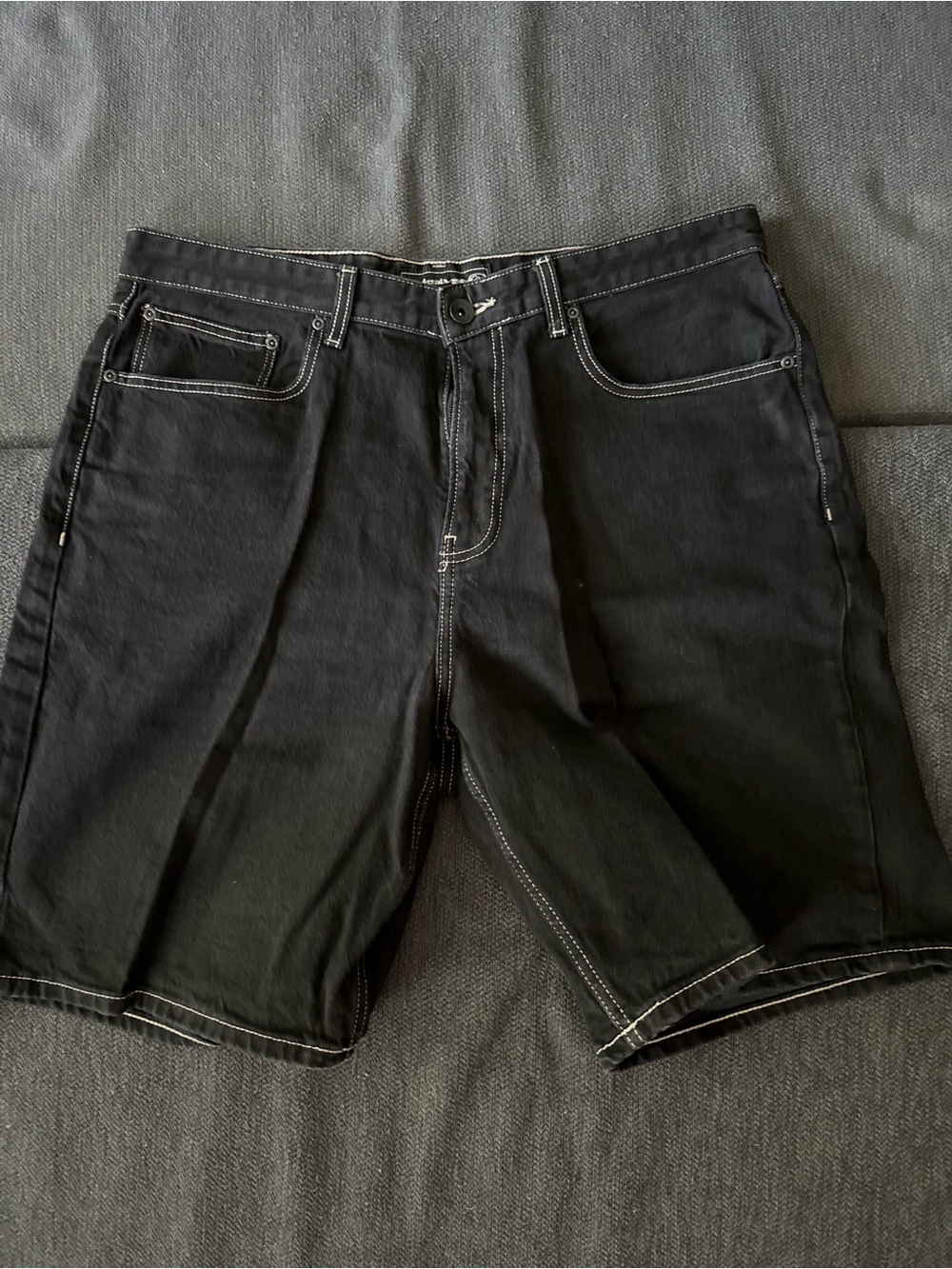 Quiksilver Black Jean Shorts with White Contrast Stitching